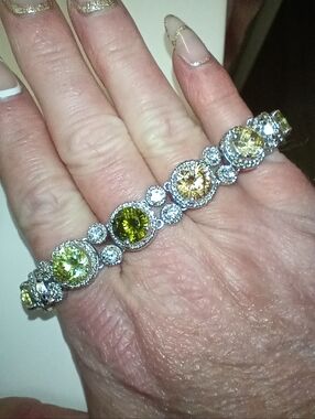 Curated Stylist Piece "Art Deco" Style Multicolored Gemstone Tennis Bracelet